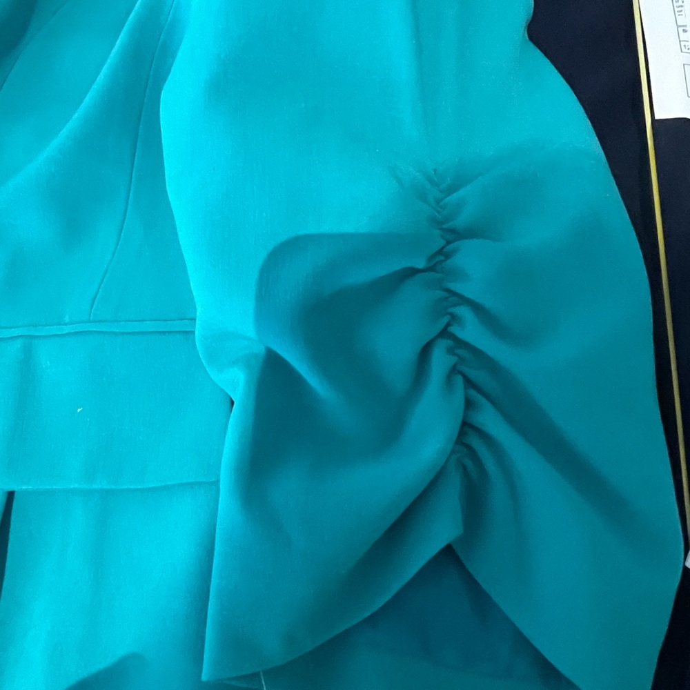 Eliza J Teal jacket and Multicolor Watercolor Floral Dress - Picture 9 of 13